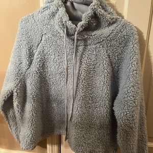 sky blue fuzzy pullover